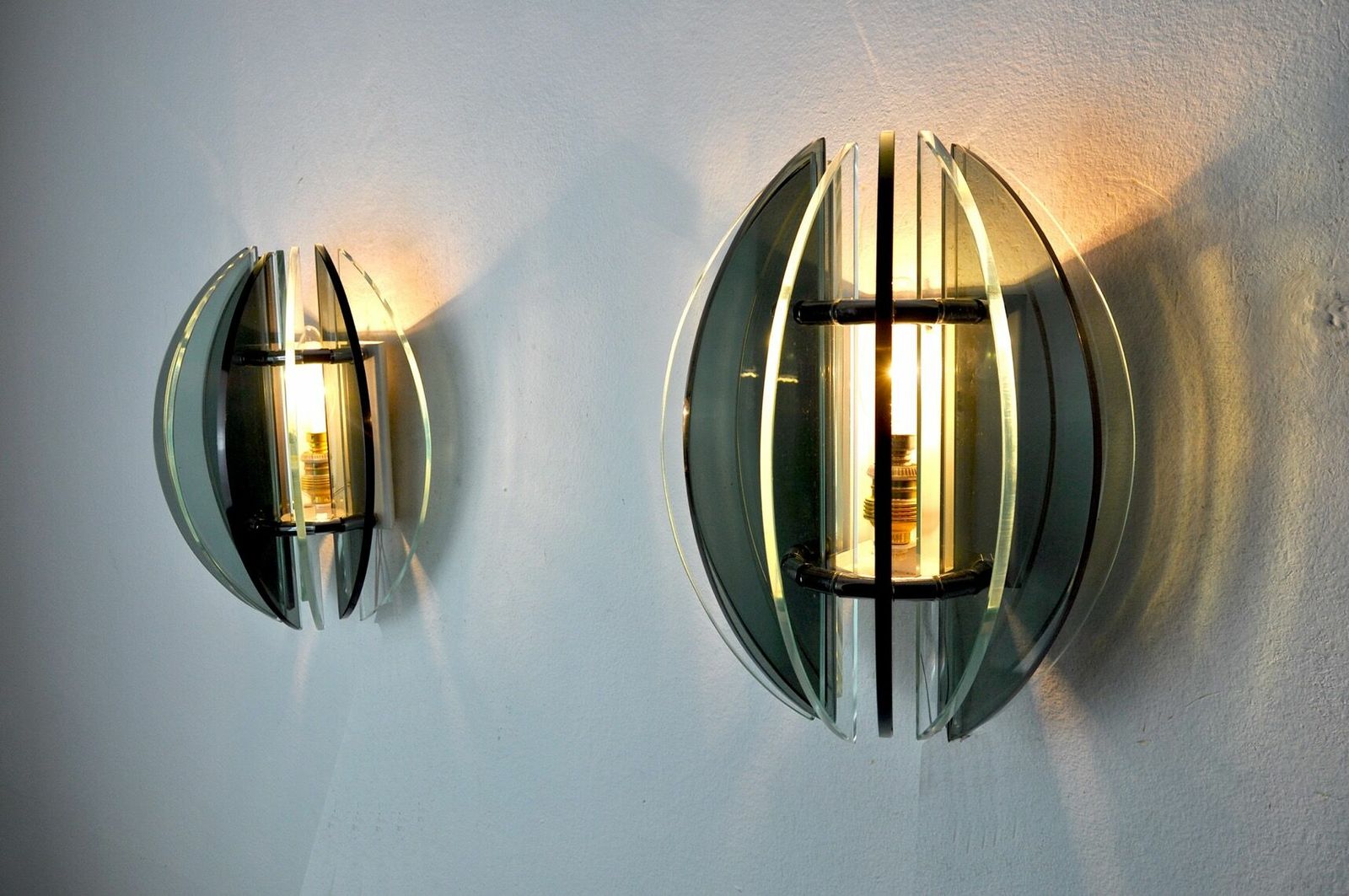 Pair Of Veca Sconces, Two Tone Murano Glass, Italy, 1960s photo vintage