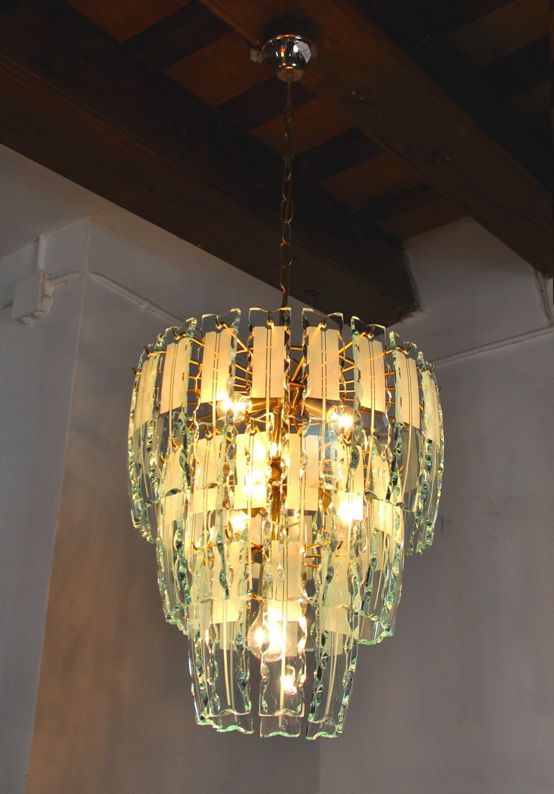 Zero Quattro Chandelier, 3 Levels, Murano Glass Italy 1970 photo vinterior