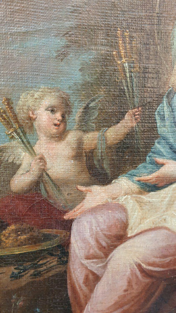 Painting Virgin Before The Instruments Of The Passion, Framed, Eighteenth Century photo 1450.0