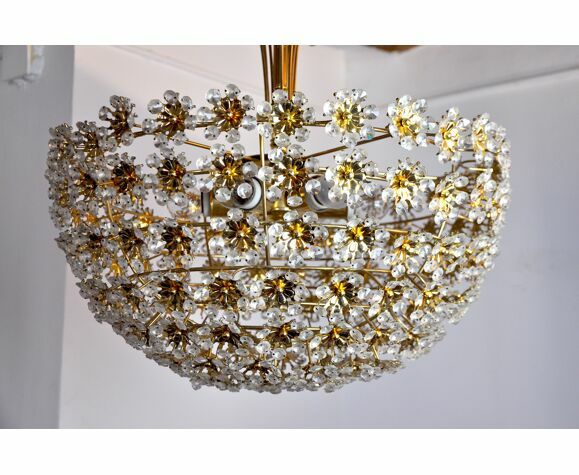Floral Chandelier In Cut Crystals By Bakalowits And Söhne, Austria, 1970 photo vinterior