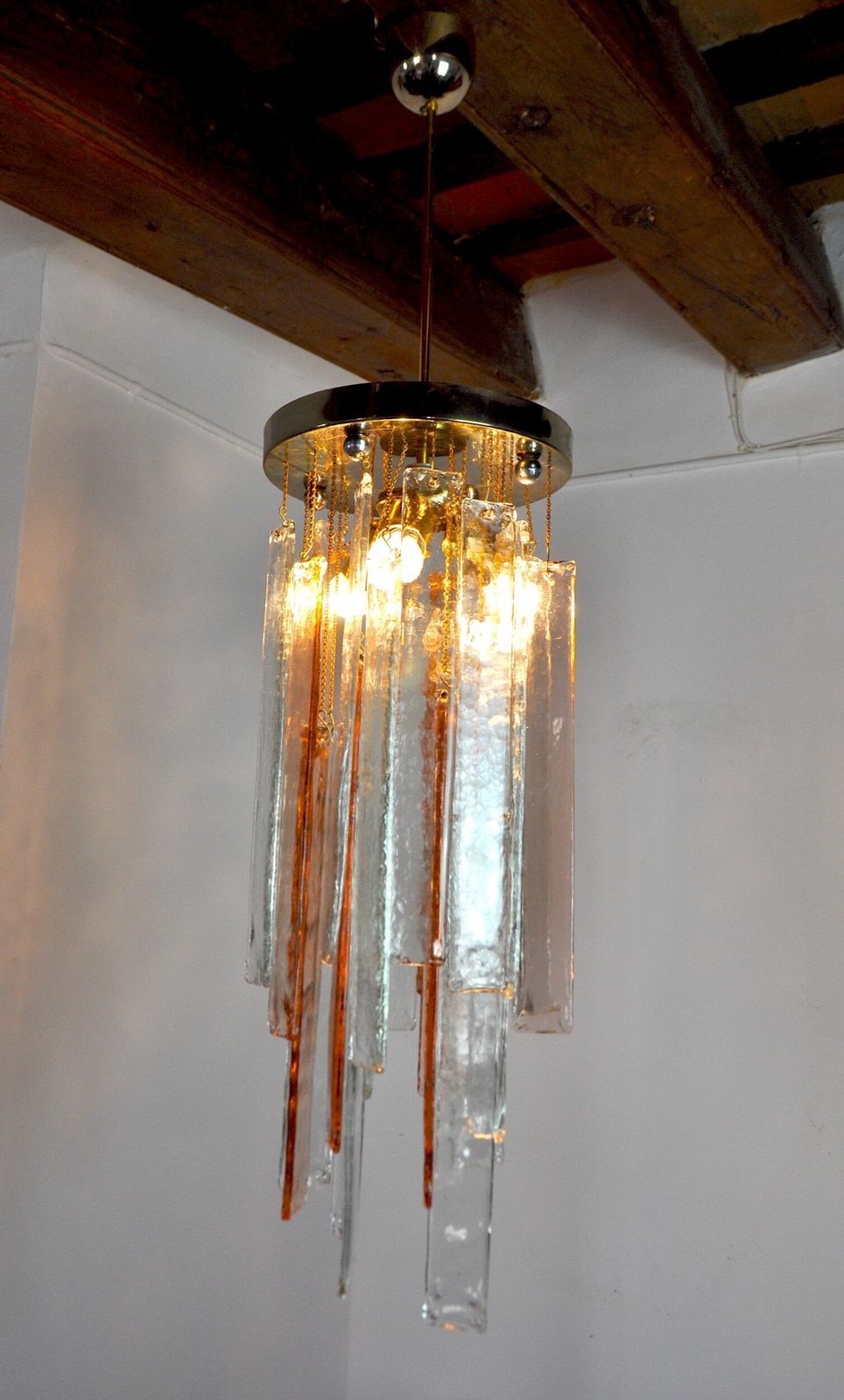 Poliarte Chandelier By Albano Poli, Pink And Transparent Murano Glass, Italy, 1970 photo for sale