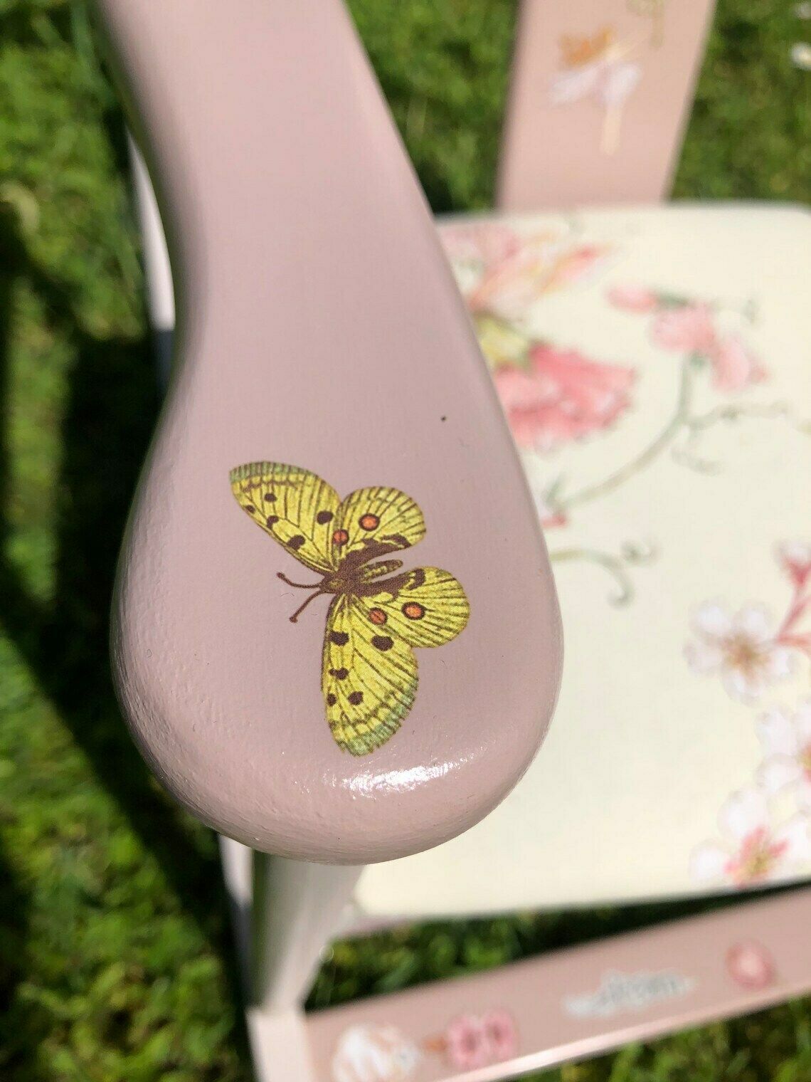 Children’s Chair – Re Upholstered – Upcycled – Vintage – Nursery Furniture   Children’s Rocking Chair Painted Furniture  Fairy Theme photo vinterior