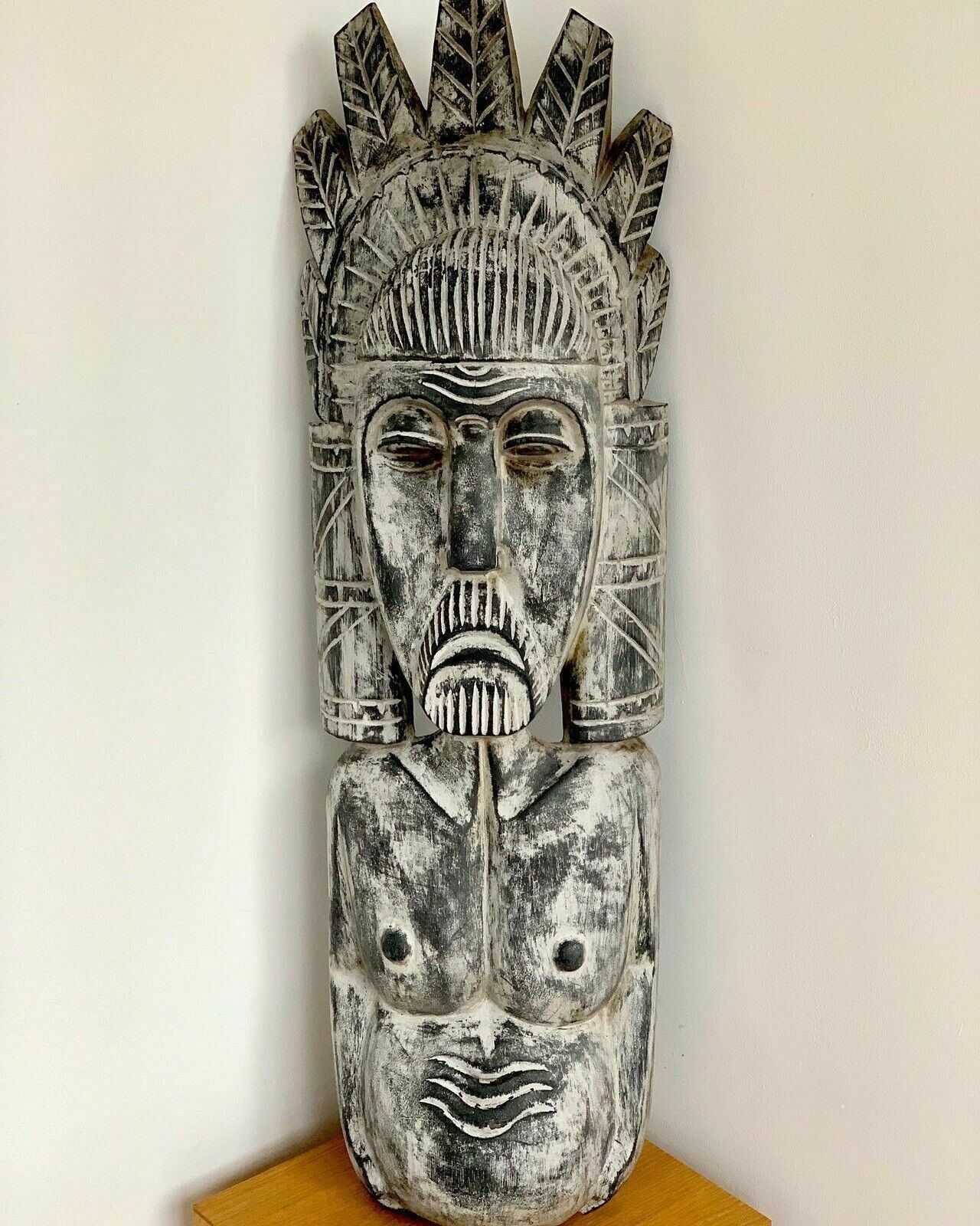 Very Large Vintage African Tribal Totem Carving Solid Heavy Beautifully Carved