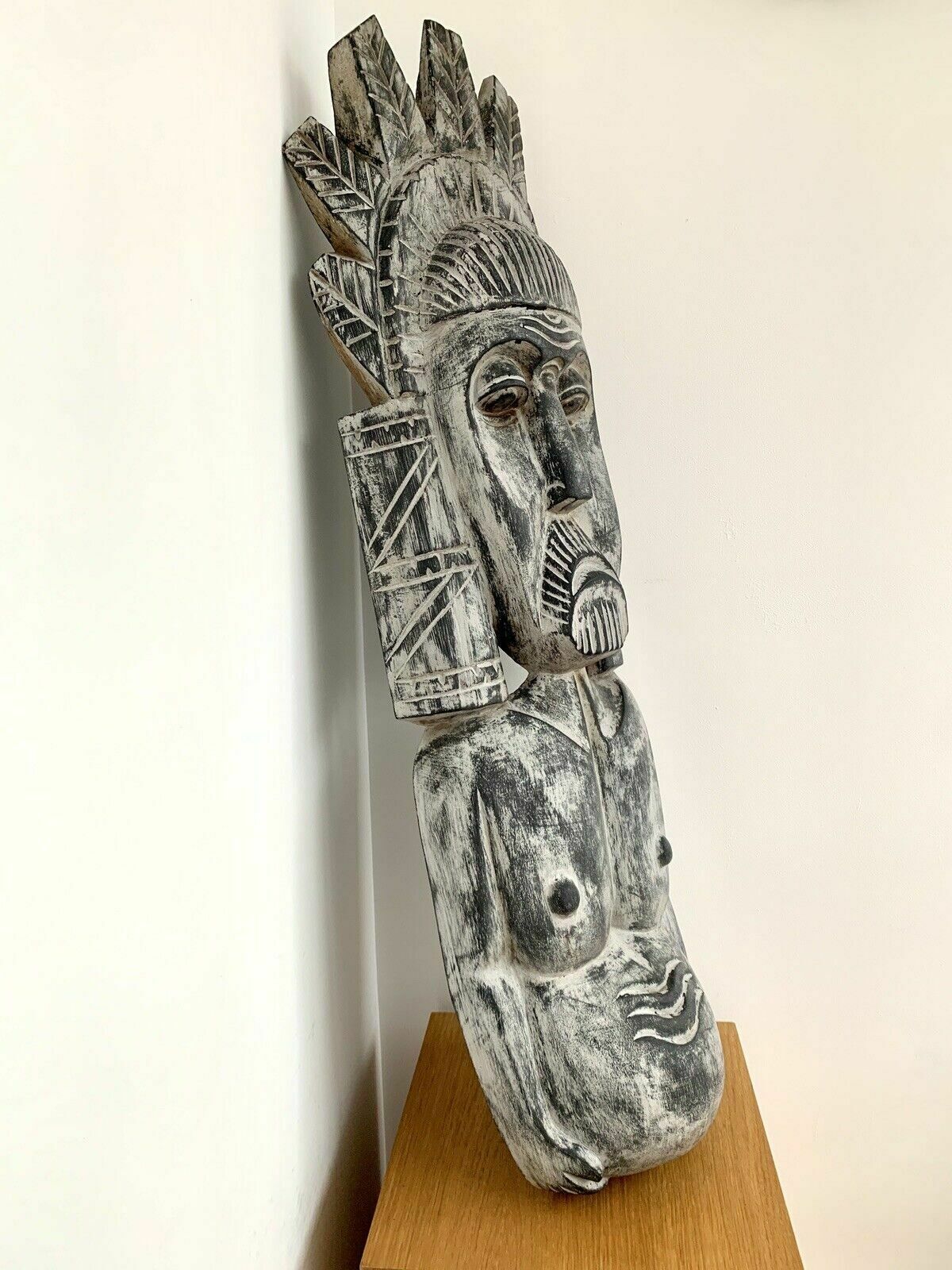 Very Large Vintage African Tribal Totem Carving Solid Heavy Beautifully Carved photo vinterior