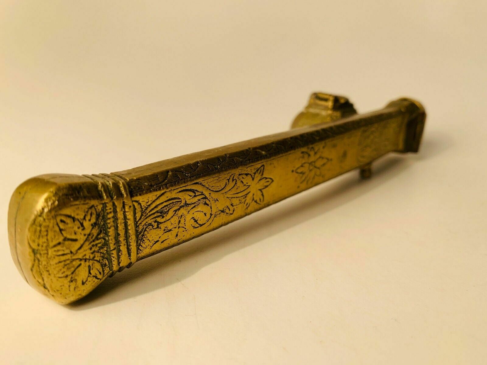 Antique Oriental Brass Brush & Ink Holder photo for sale