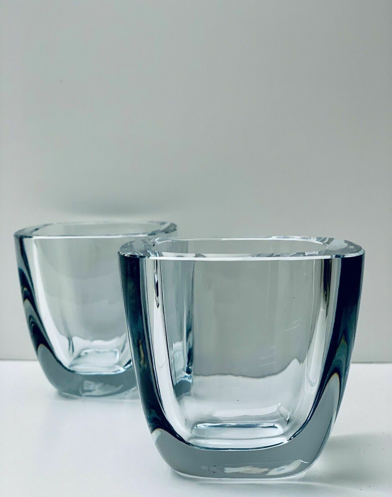 A Pair Of Mid Century Swedish Glass Strömbergshyttan Vases Asta Strömberg C1950 photo for sale