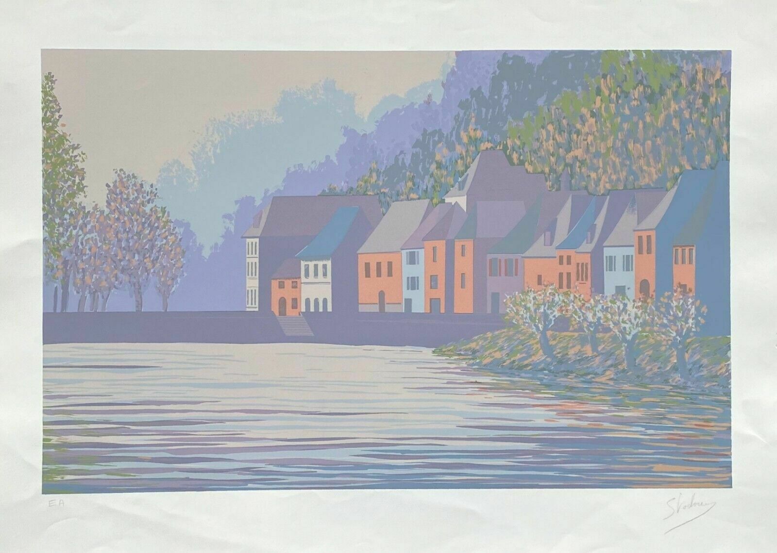 Stockerei   Signed Screen Print   Riverside By The Water