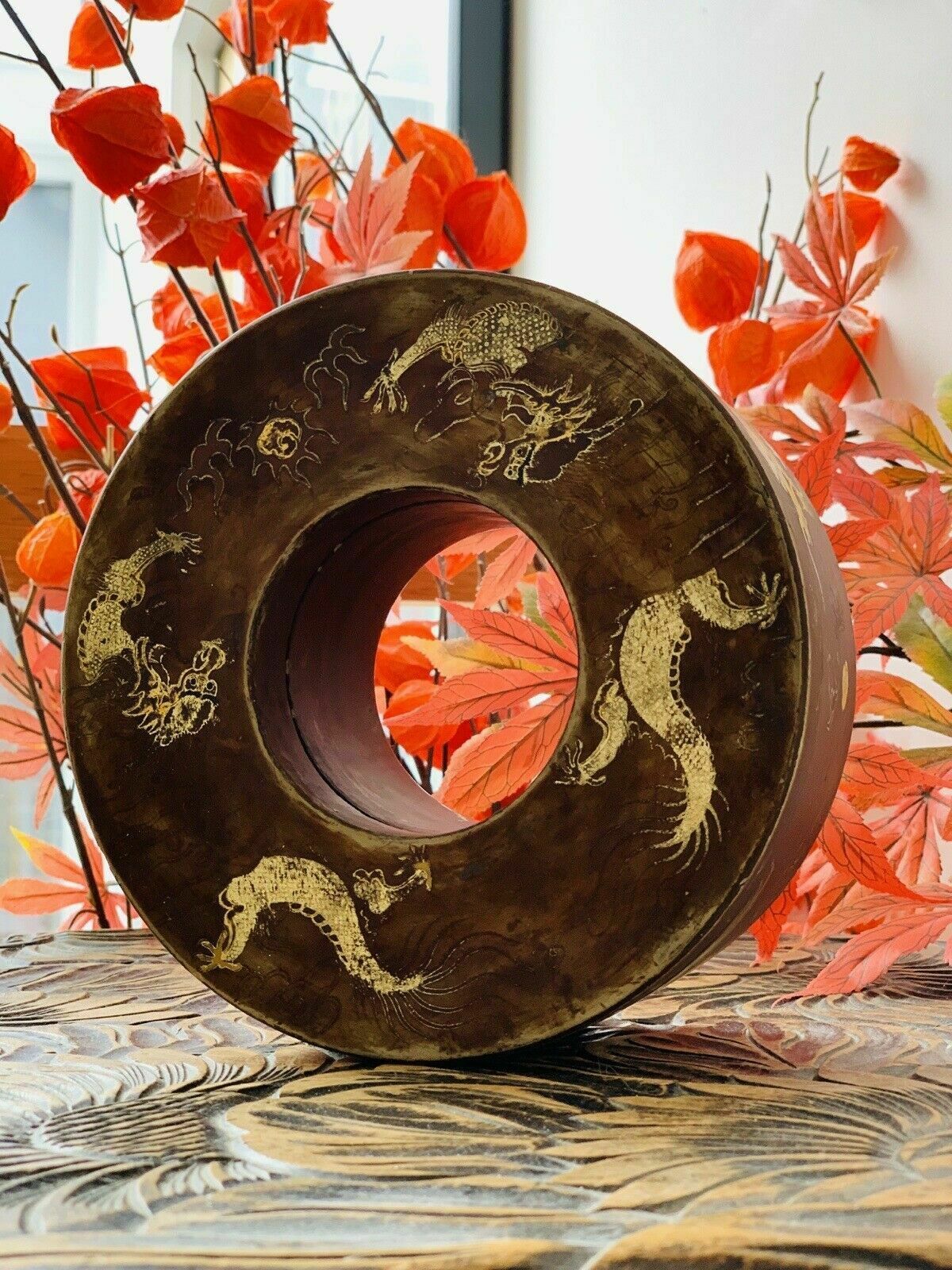 Home Decor Vintage Hoop Shaped “Chao Zhu” Necklace Box photo