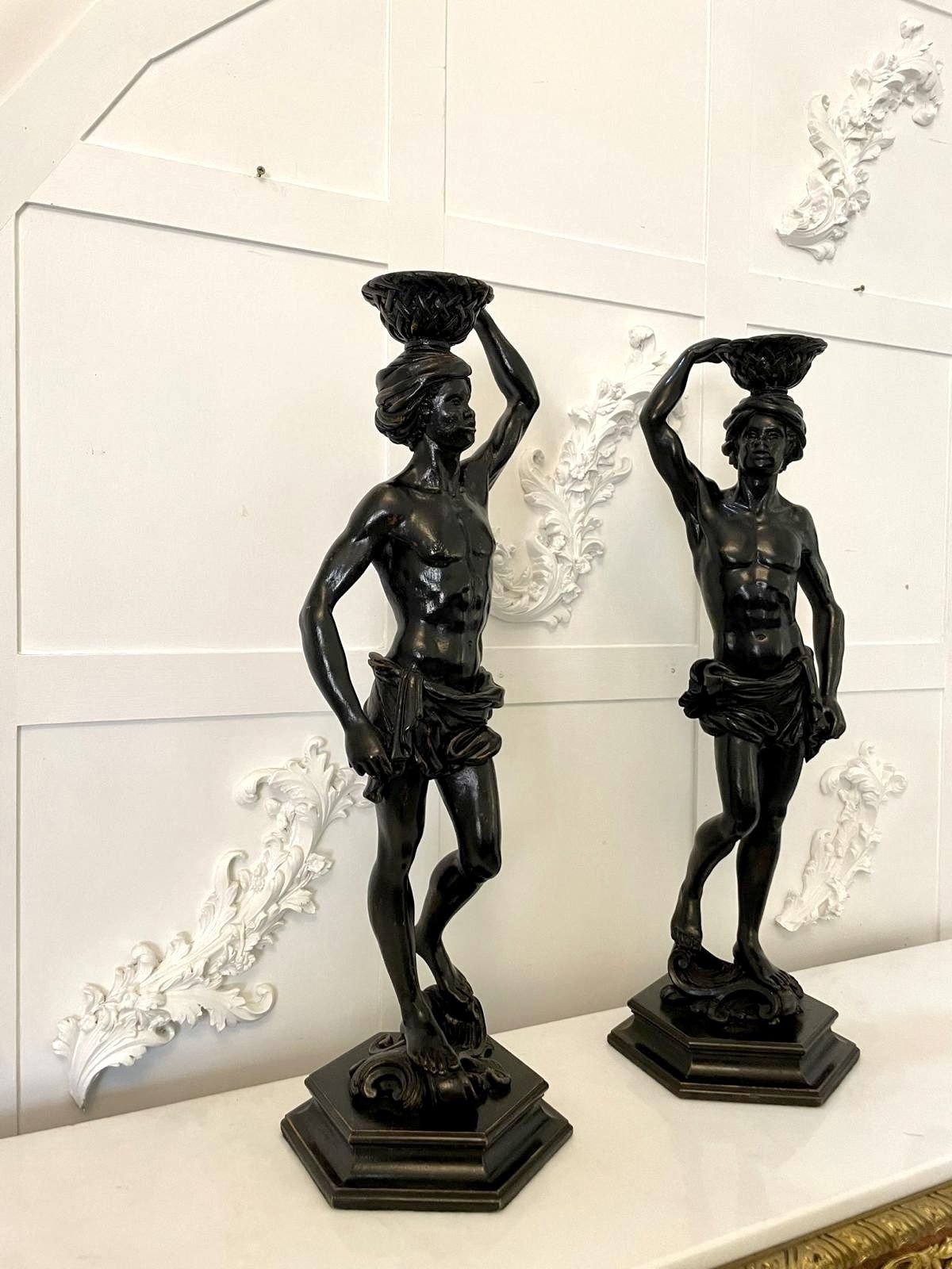 Fine Pair Of Antique Carved Ebonised Figures photo for sale