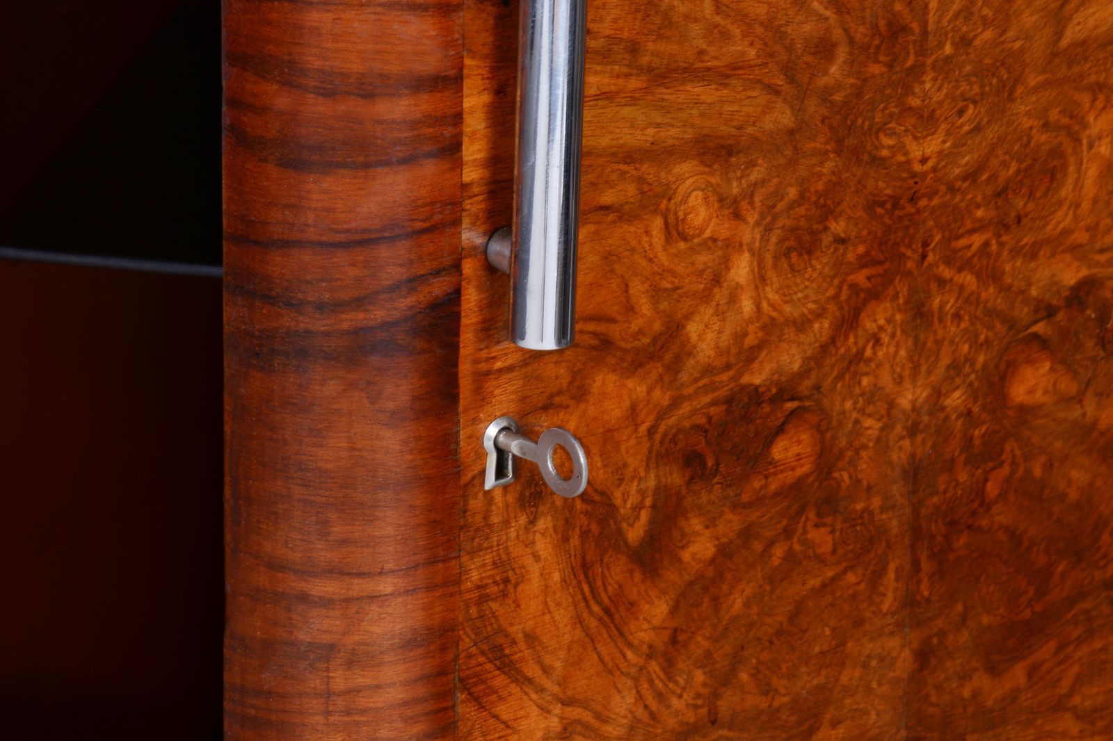 6000.0 Restored Walnut Bauhaus Sideboard By Robert Slezak, Chrome Plated Steel, Czechia, 1930s photo