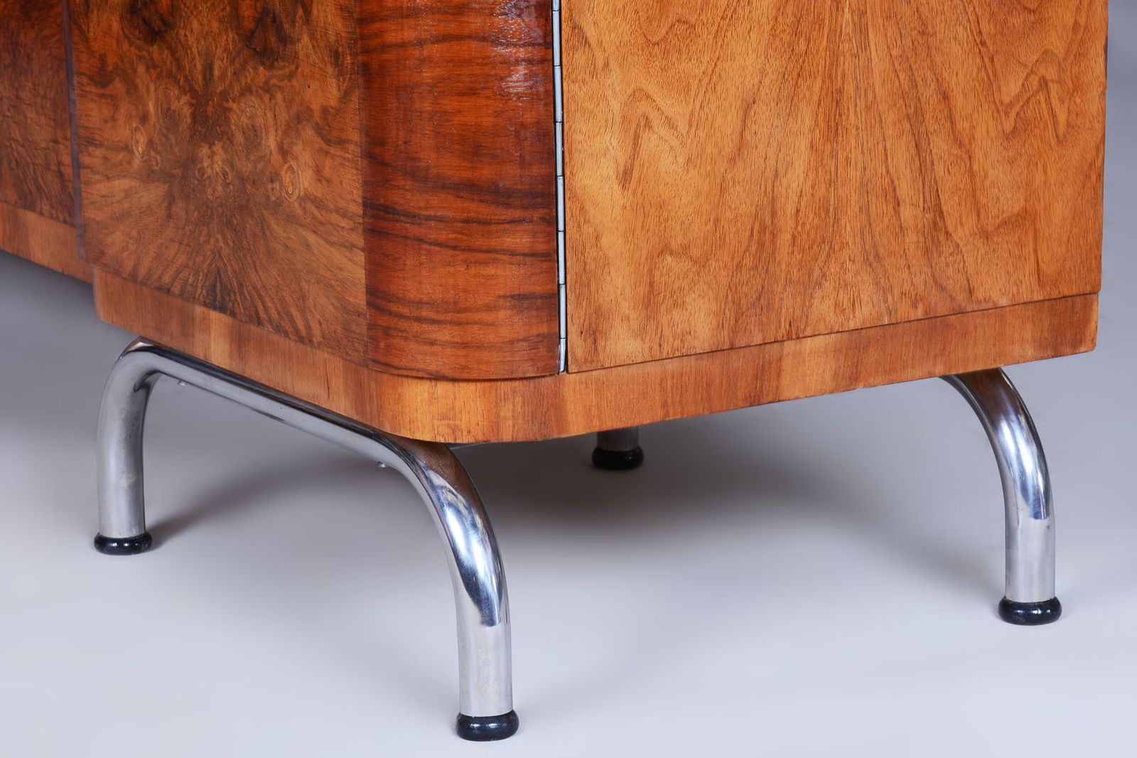 photo buy Restored Walnut Bauhaus Sideboard By Robert Slezak, Chrome Plated Steel, Czechia, 1930s