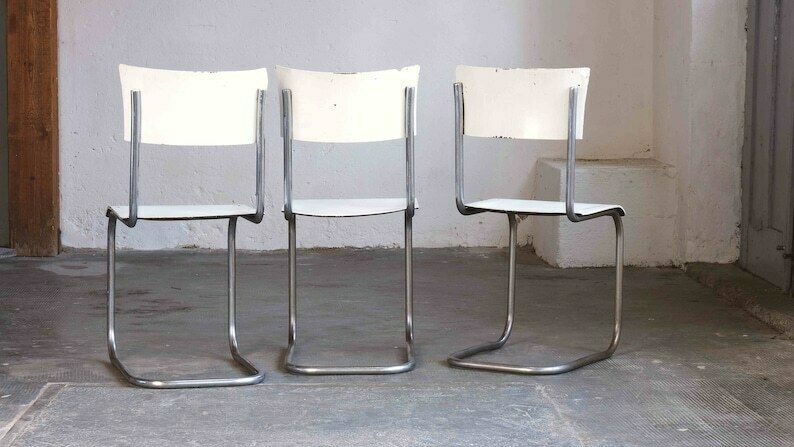 1 Of 3 Bauhaus Cantilever Chairs, White photo for sale