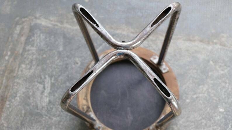 Round Bauhaus Stool In Chromed Tubular Steel, B77 Design photo buy