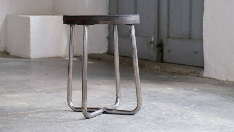 photo furniture Round Bauhaus Stool In Chromed Tubular Steel, B77 Design