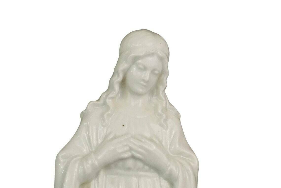 Virgin Mary Wall Hanging Figurine, French Religious Porcelain Madonna photo furniture