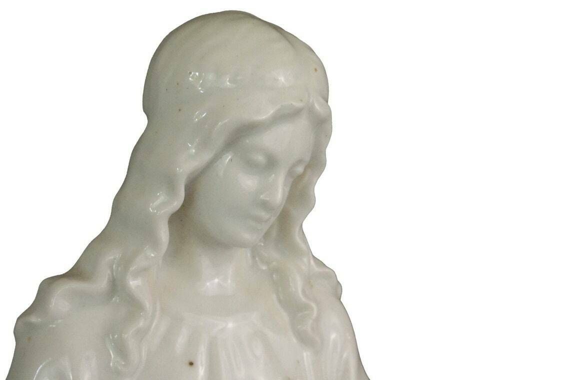 Home Decor Virgin Mary Wall Hanging Figurine, French Religious Porcelain Madonna photo