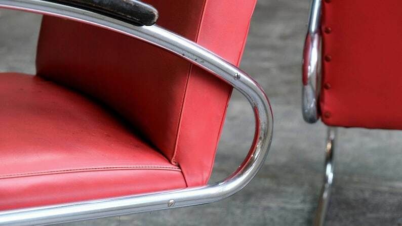 Bauhaus Armchair, Mauser Rs7 Cantilever Chair With Red Imitation Leather Covers (#2 Of 2) photo buy
