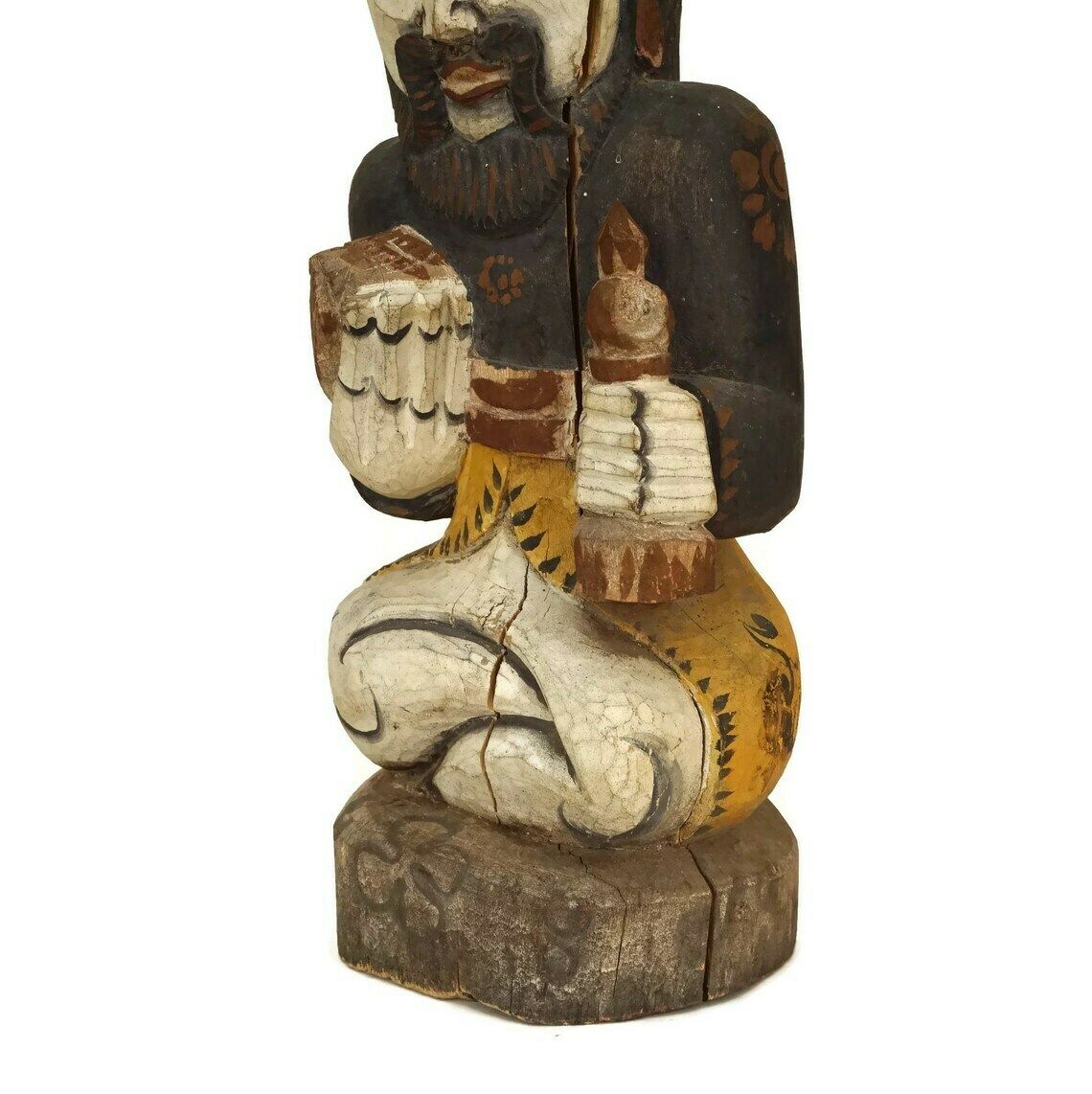 photo furniture Hindu God Carved Wood Temple Figurine, Bali Souvenir Statue, Spiritual Asian Home Decor