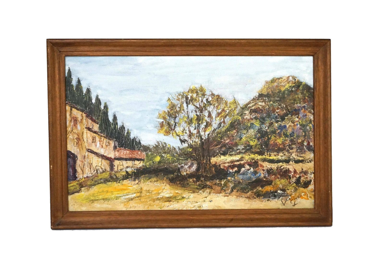 Olive Tree And Farmhouse Landscape Painting In Provence, Original Signed Art