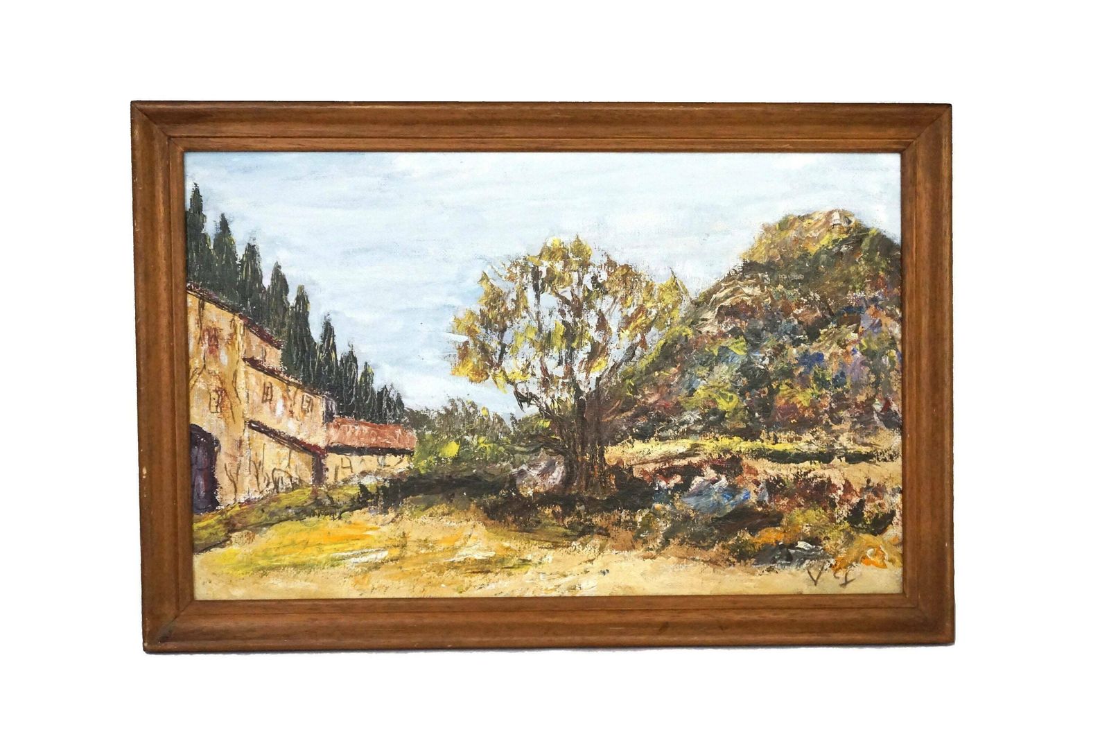 photo furniture Olive Tree And Farmhouse Landscape Painting In Provence, Original Signed Art