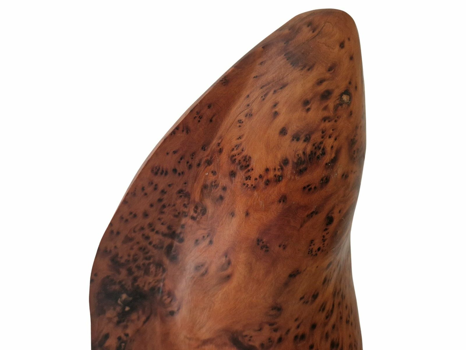 Hand Carved Burl Wood Leaf Sculpture, Vintage Modernist Abstract Botanical Art photo vintage