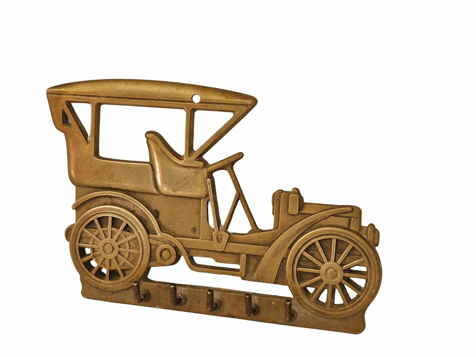 Brass Car Key Display Rack With 5 Hooks, Motorist Wall Hanging Decor photo for sale