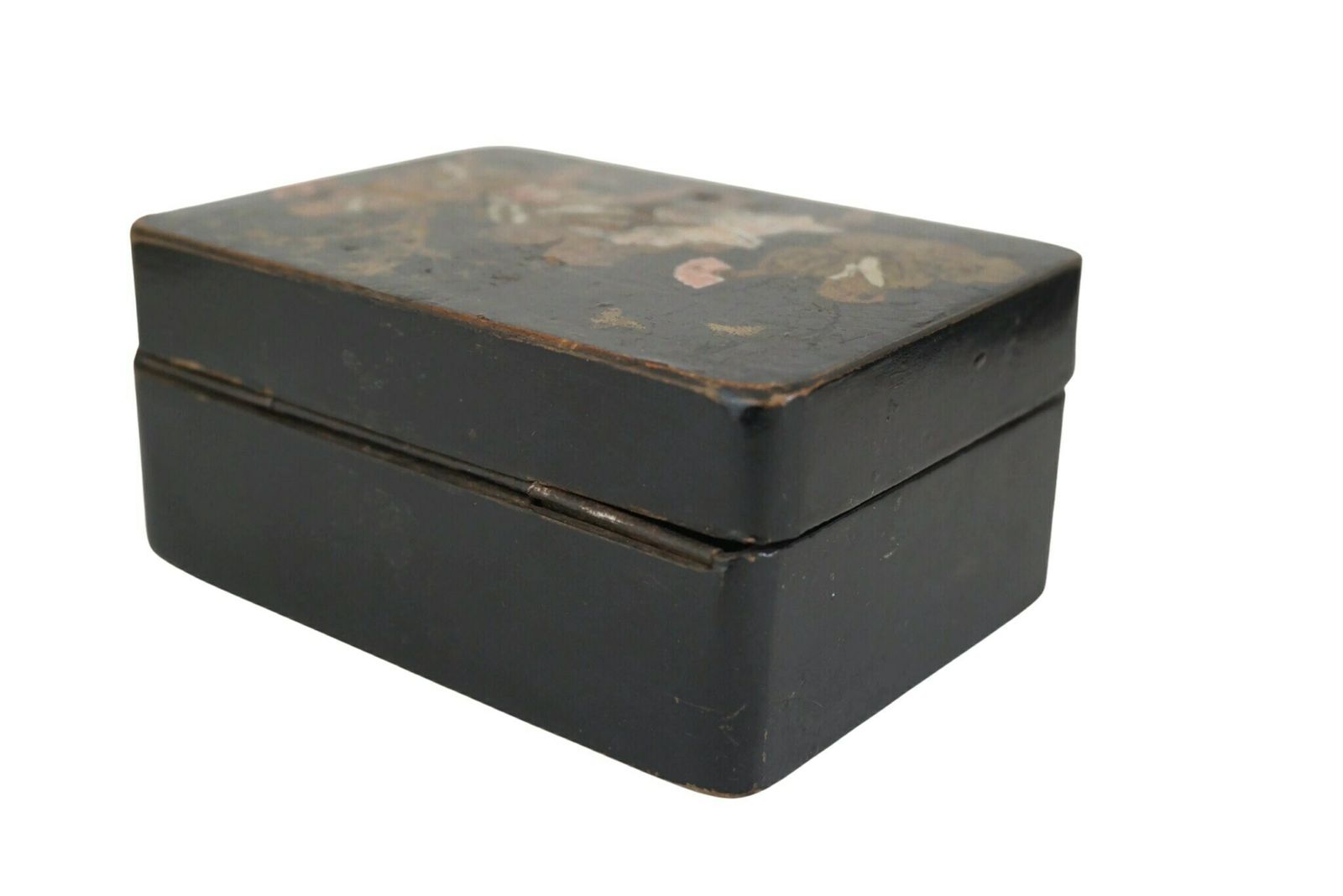 Antique French Lacquered Thread And Thimble Box Pair With Asian Folk Art Decoration photo 100.0