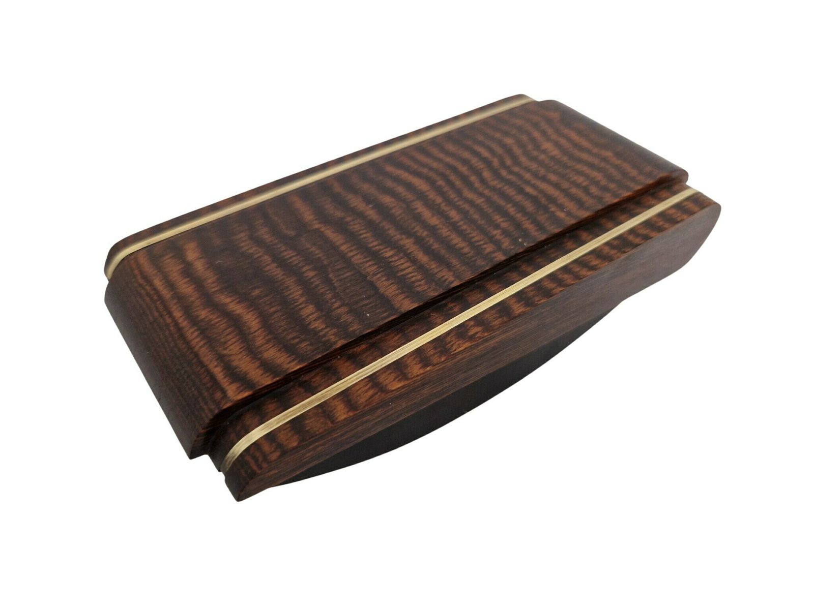 French Art Deco Macassar Ebony And Brass Ink Blotter, Antique Wood Desk Accessory