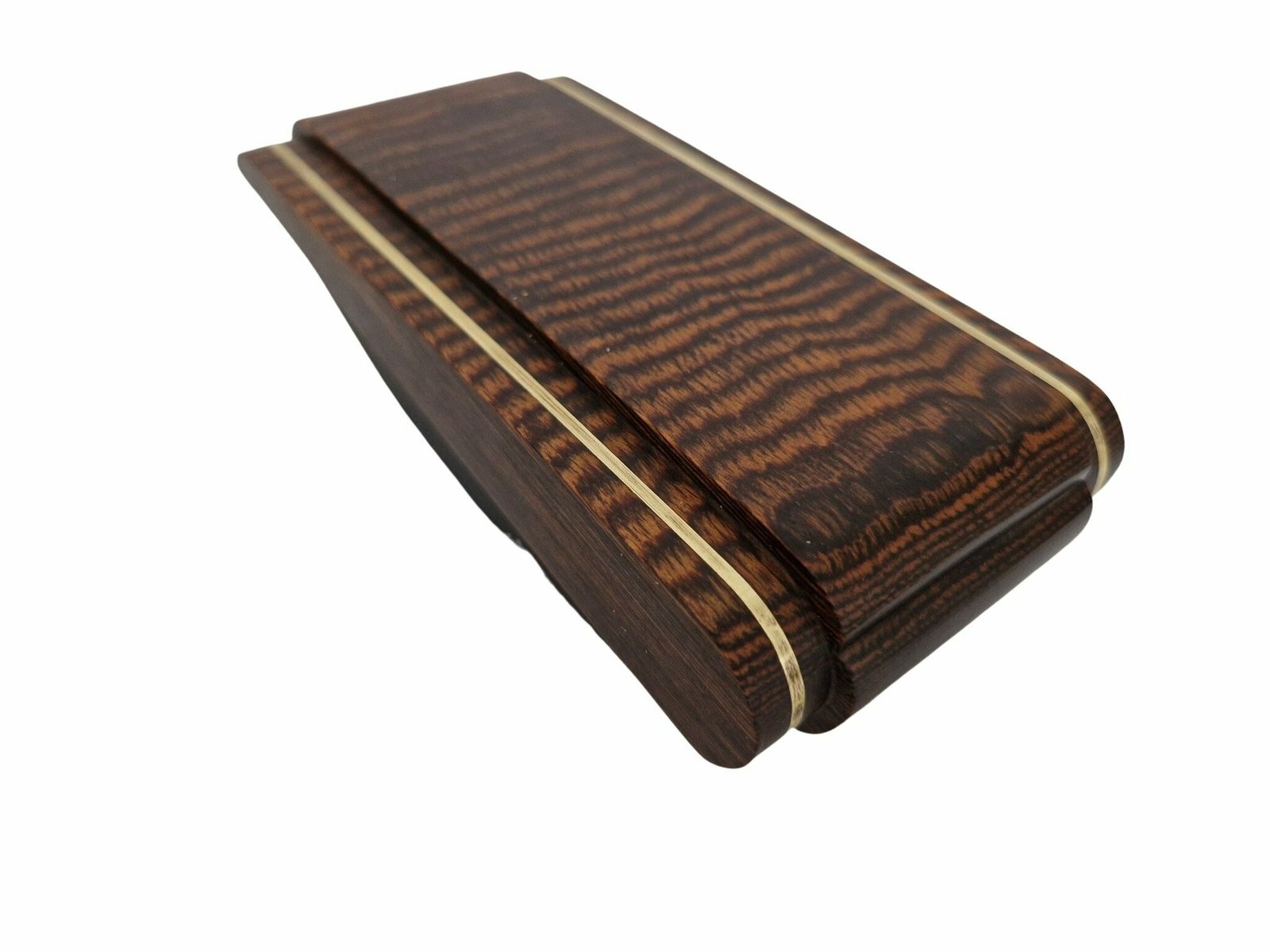 French Art Deco Macassar Ebony And Brass Ink Blotter, Antique Wood Desk Accessory photo vinterior