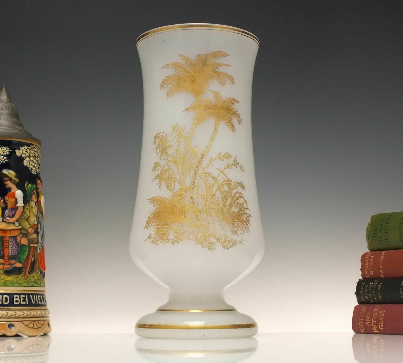 Antique French Opaline Gilded Glass Vase C1870