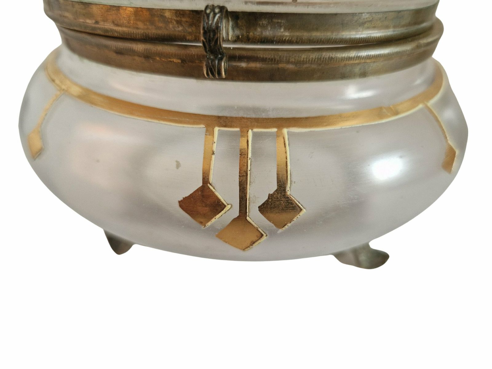 photo furniture Art Nouveau Glass Candy Dish, French Antique Hand Painted Cookie Jar