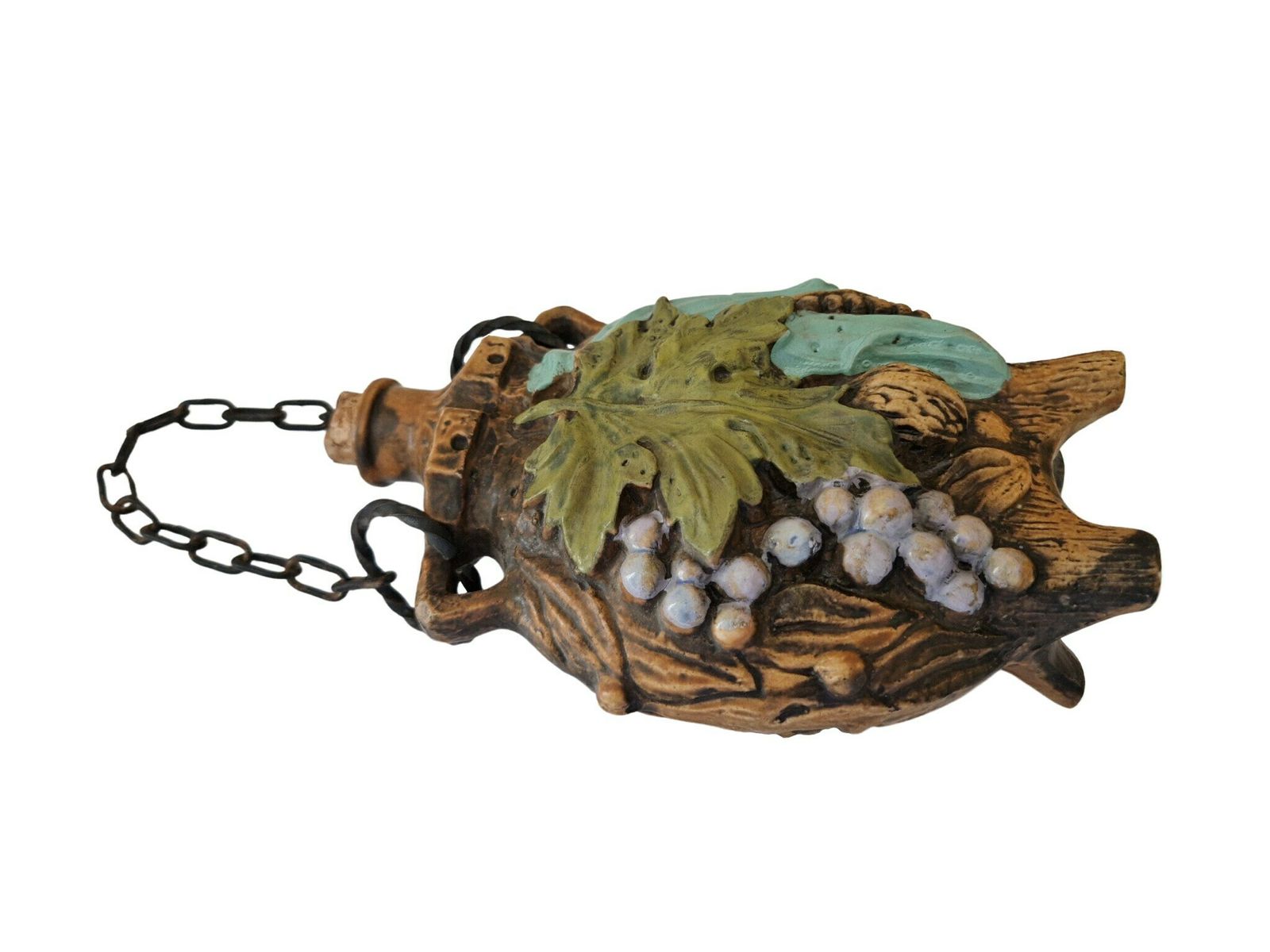 1960s Borghini Lacrima Christi Wine Decanter, Hand Painted Italian Ceramic Majolica Bottle photo furniture
