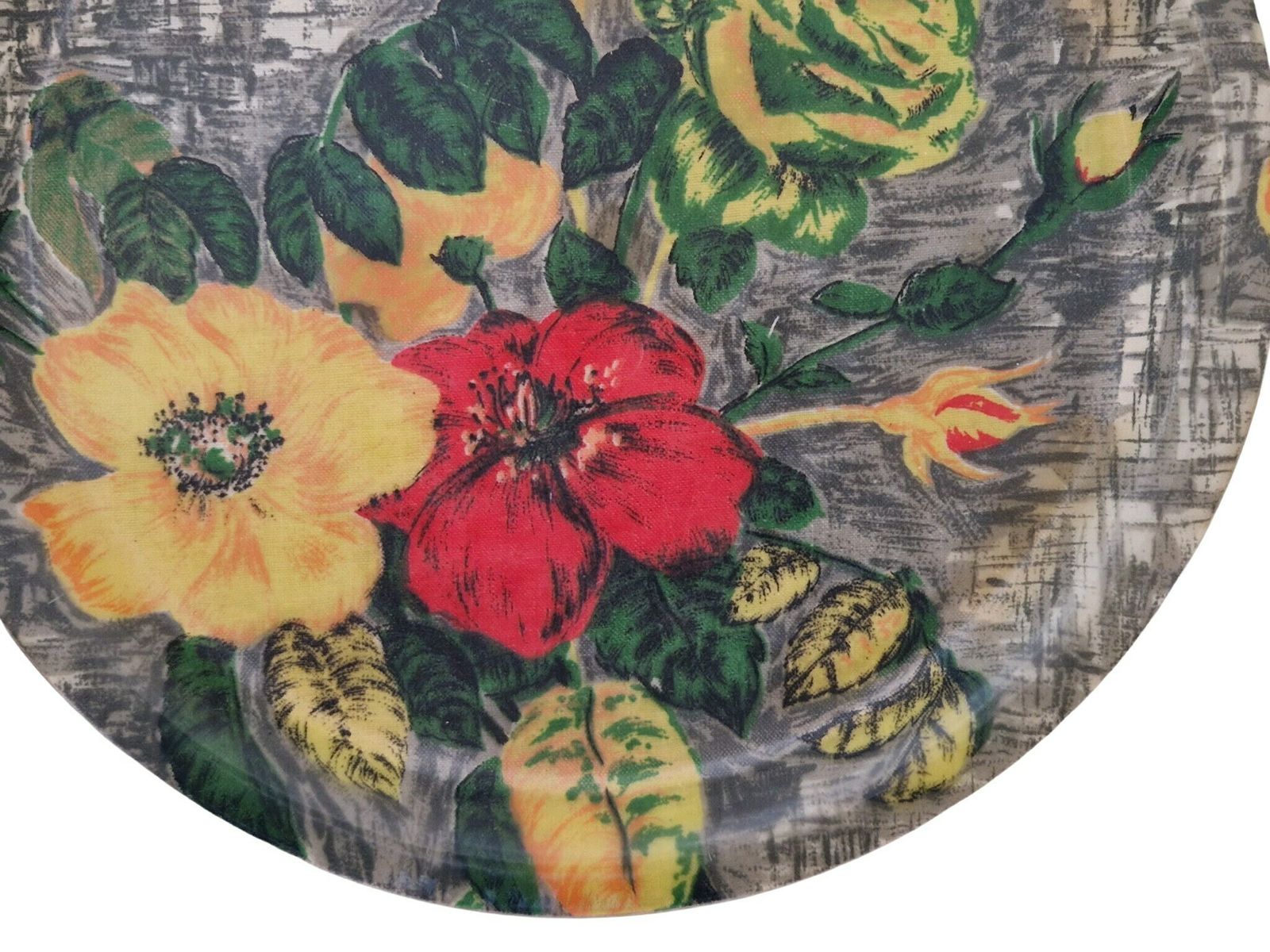 Mid Century Drinks Serving Tray, French Retro Floral Print Fabric And Fiberglass Bar Tray photo 53.0