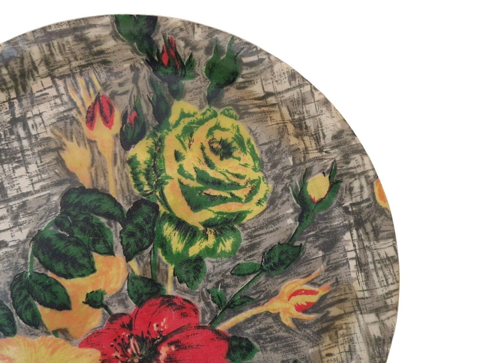 photo furniture Mid Century Drinks Serving Tray, French Retro Floral Print Fabric And Fiberglass Bar Tray