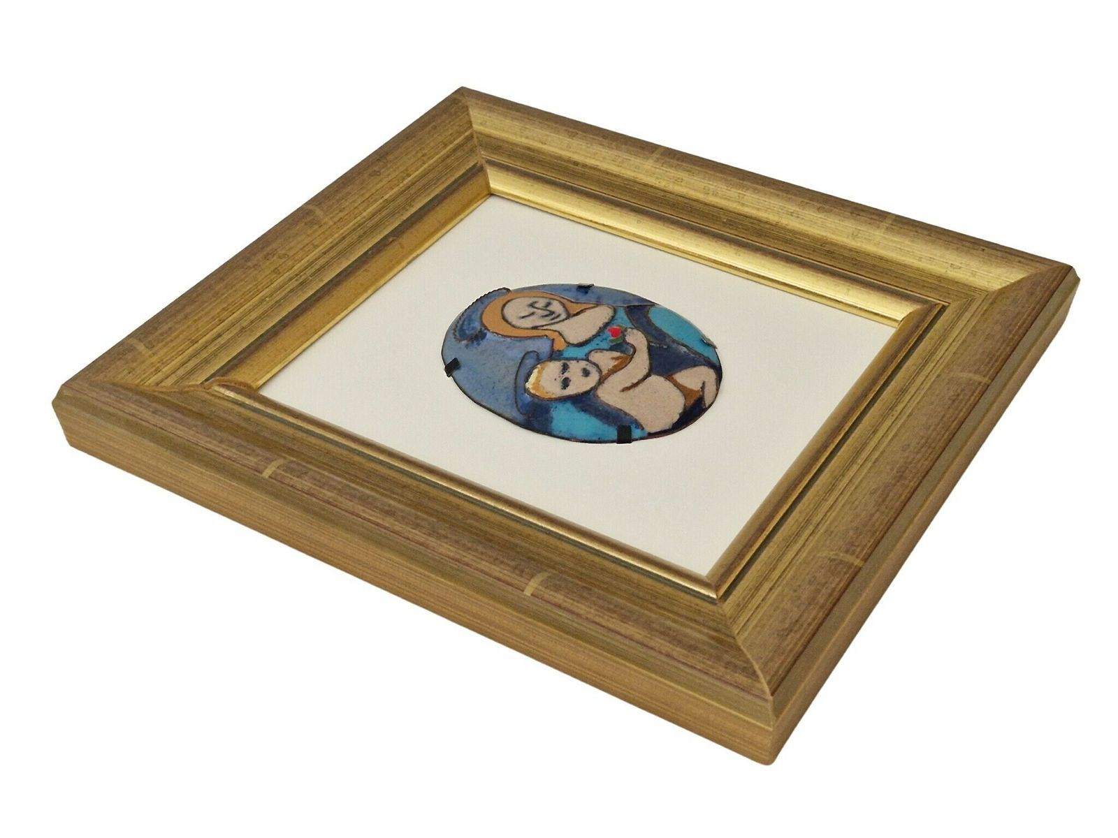 Madonna And Child Enamel Painting Medallion, Hand Painted Virgin Mary And Jesus Portrait photo 119.0