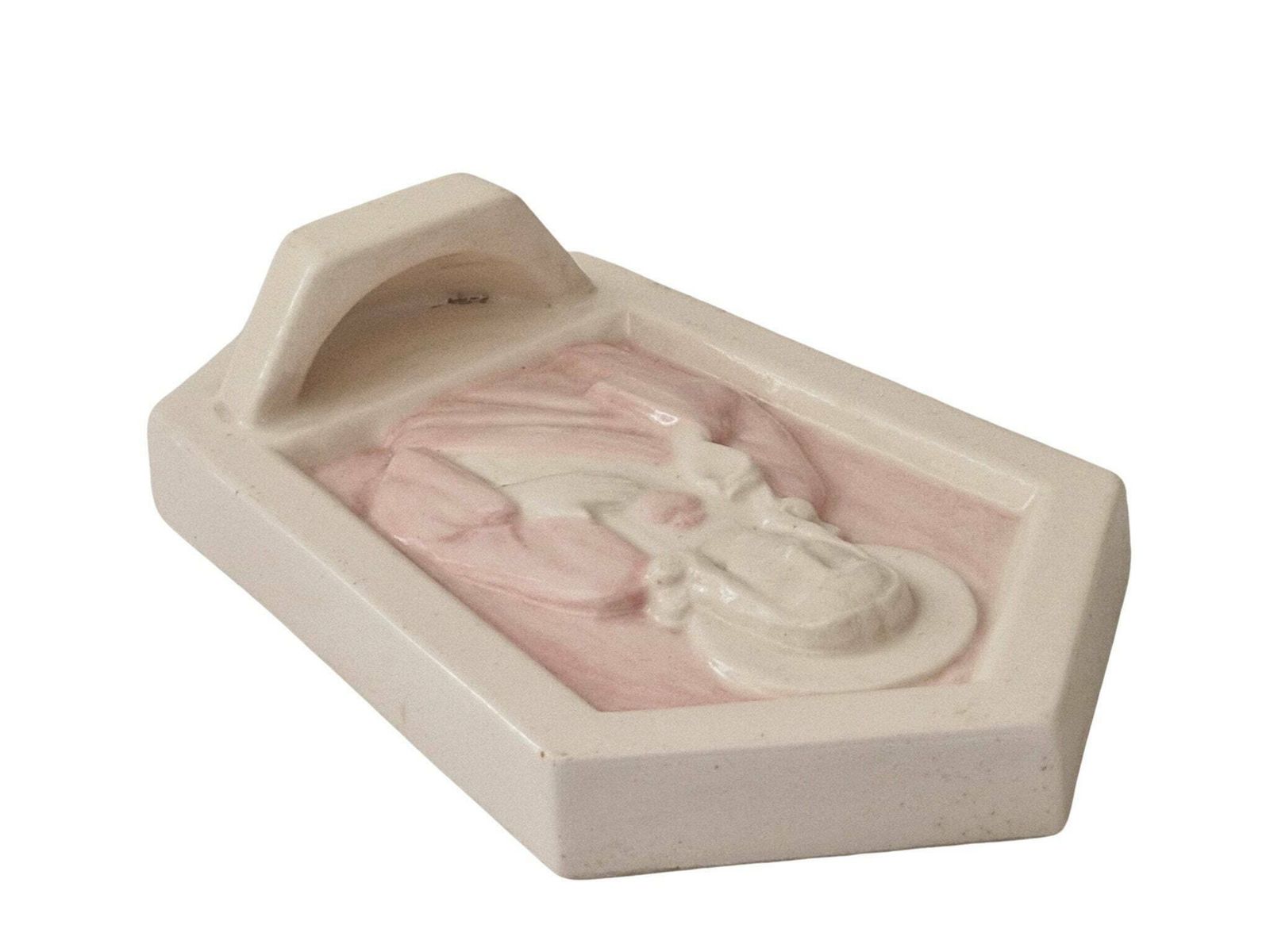 Art Deco Desvres Holy Water Font, Sacred Heart Of Jesus Wall Pocket By Gabriel Fourmaintraux photo vinterior
