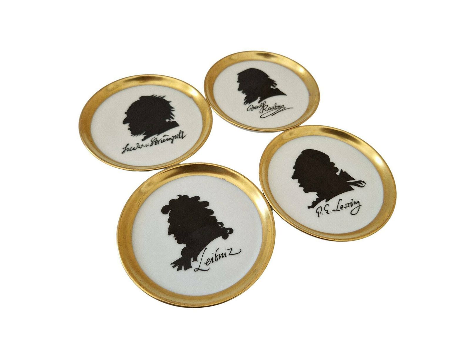 Furstenberg Porcelain Drink Coasters With German Philosopher Silhouette Portraits, Set Of 4 photo furniture