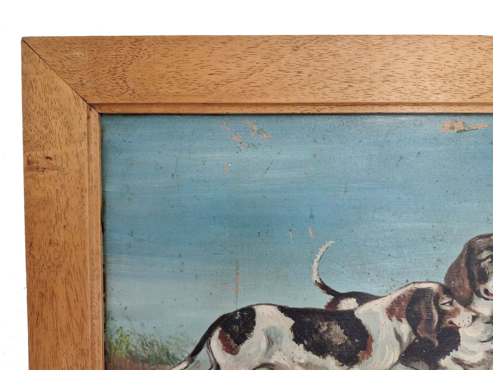 Basset Dogs Portrait Painting, Original Framed Animal Wall Art photo vinterior