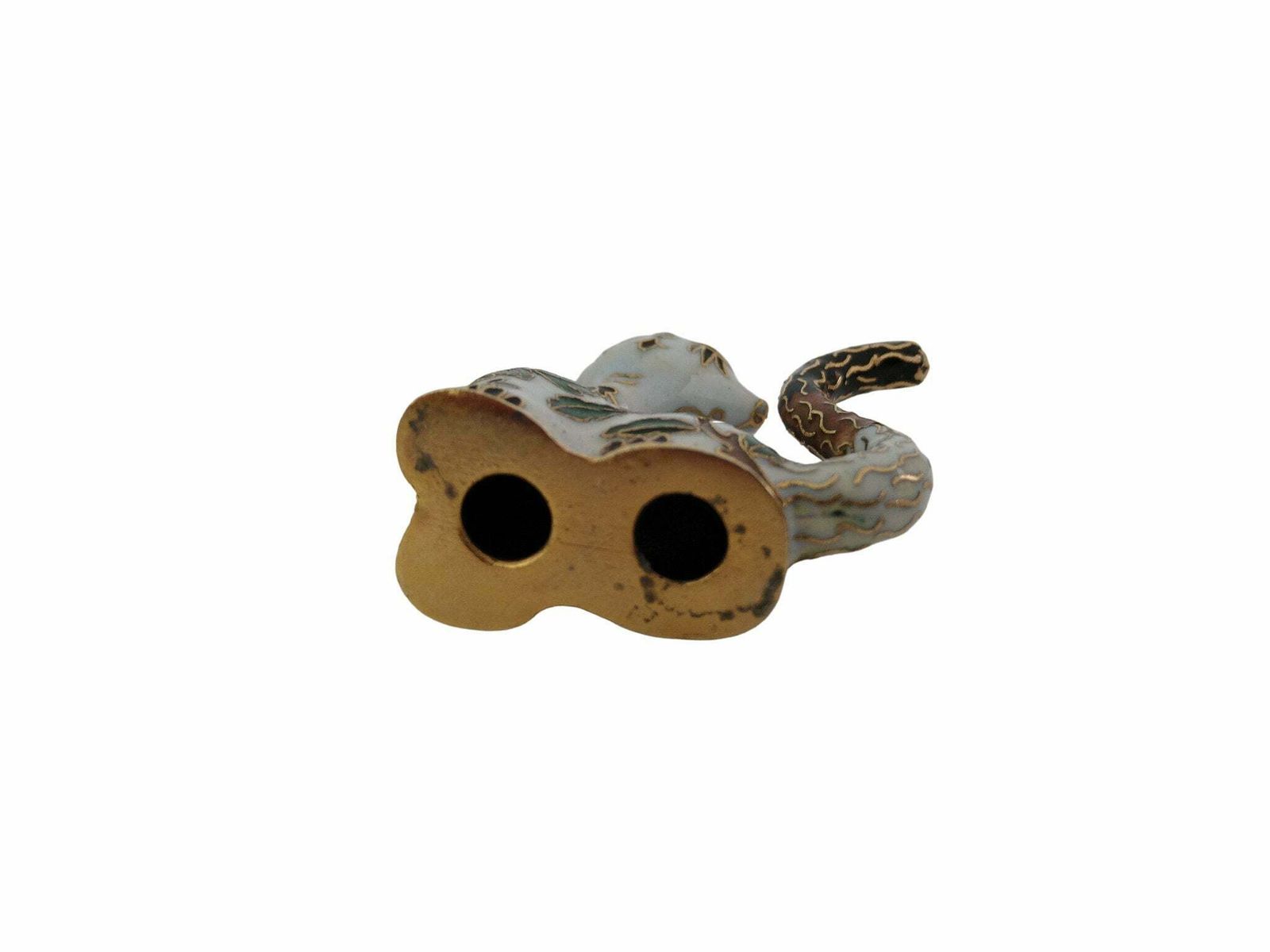 photo for sale Vintage Chinese Cloisonne Cat Figurine, Collectible Enamel Brass Animal Figure