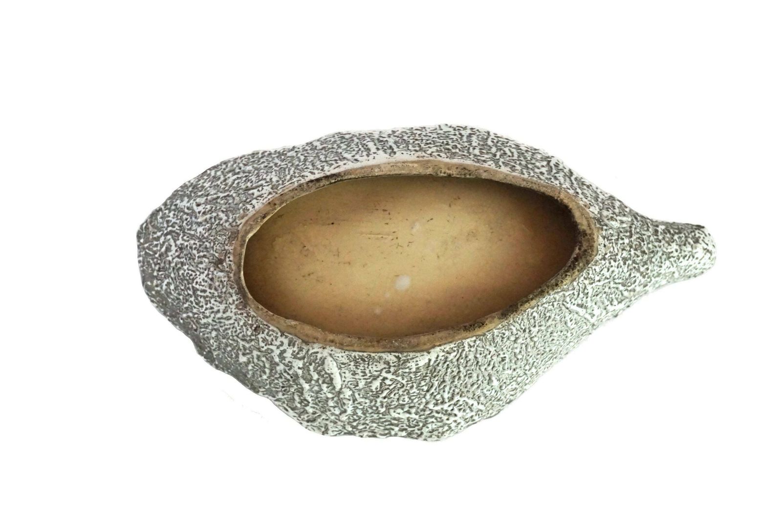 photo furniture 1950s French Pottery Leaf Coin Dish, Mid Century Modern Ceramic Fat Lava Glaze