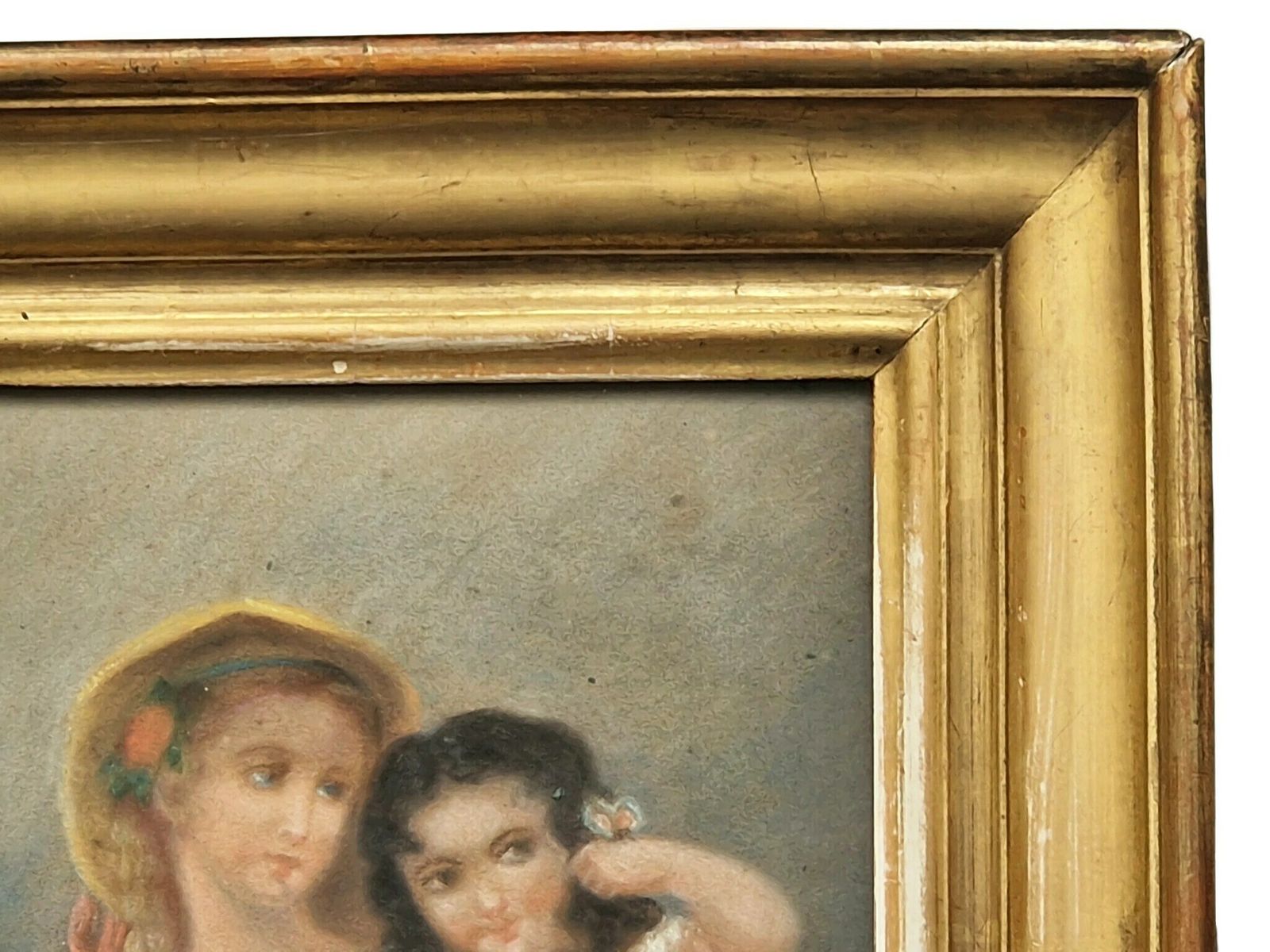 19th Century Children Portrait Oil Pastel Drawing, photo 552.0