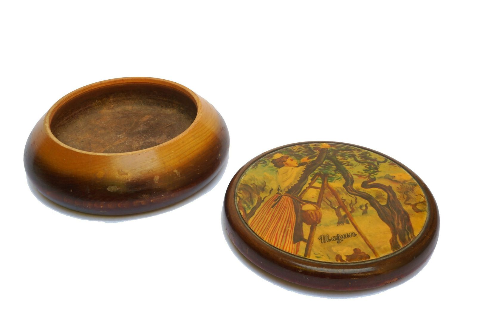 Provence Souvenir Wooden Box With Olive Tree And Arlesienne Lady, French Jewelry Trinket Dish photo Home Decor