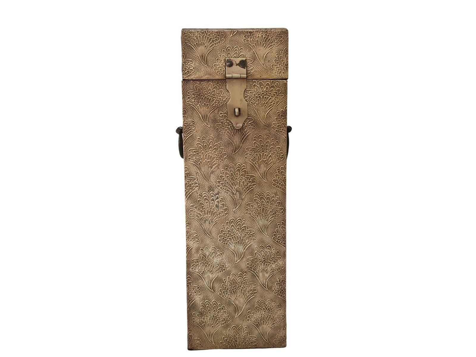 Embossed Brass Wooden Wine Box, Liquor Bottle Holder Safe With Latch And Handles photo furniture