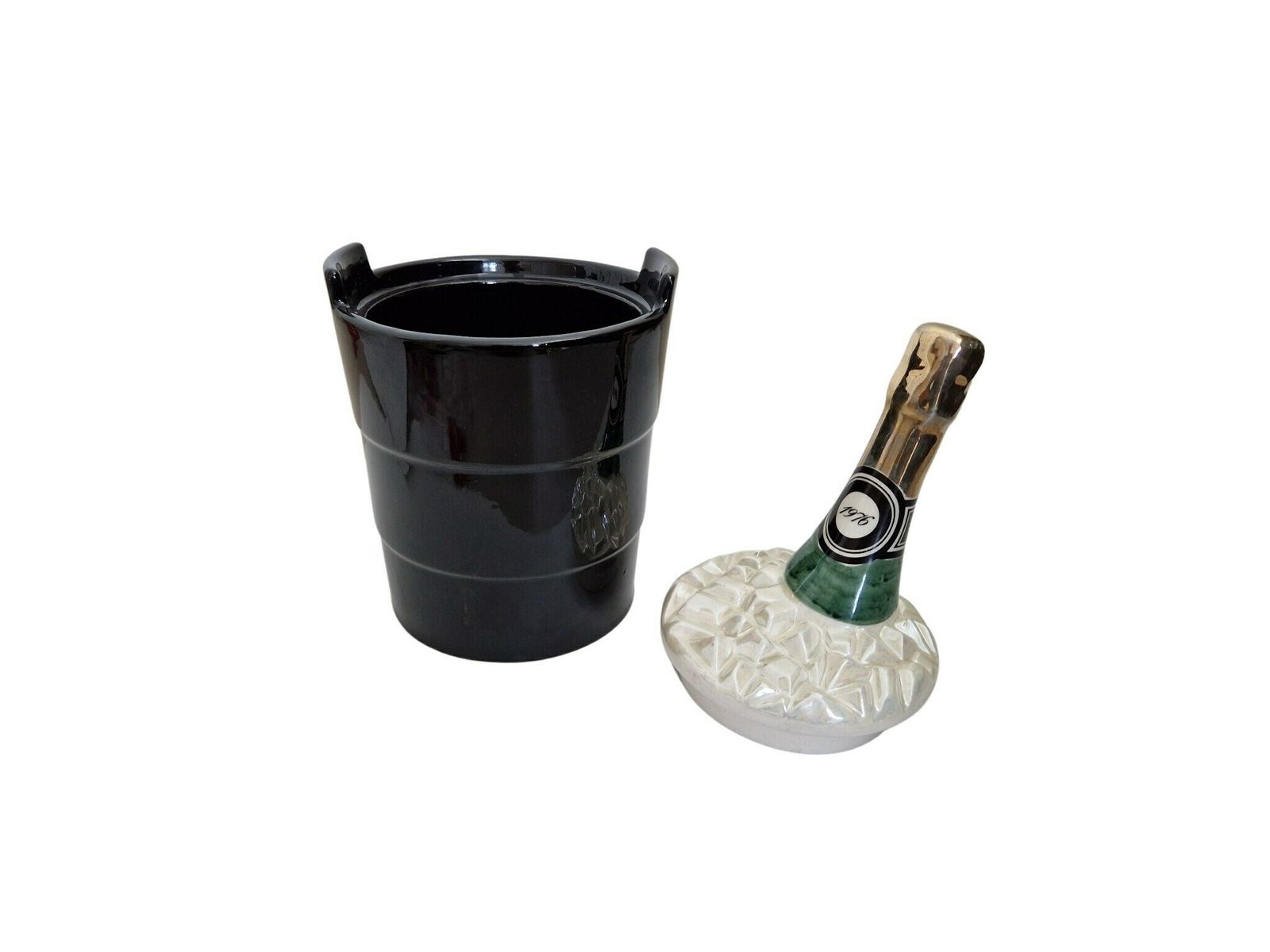 Vintage Champagne Ice Cube Bucket, French Ceramic Trompe L'oeil, 1976 Birthday Gift photo 160.0