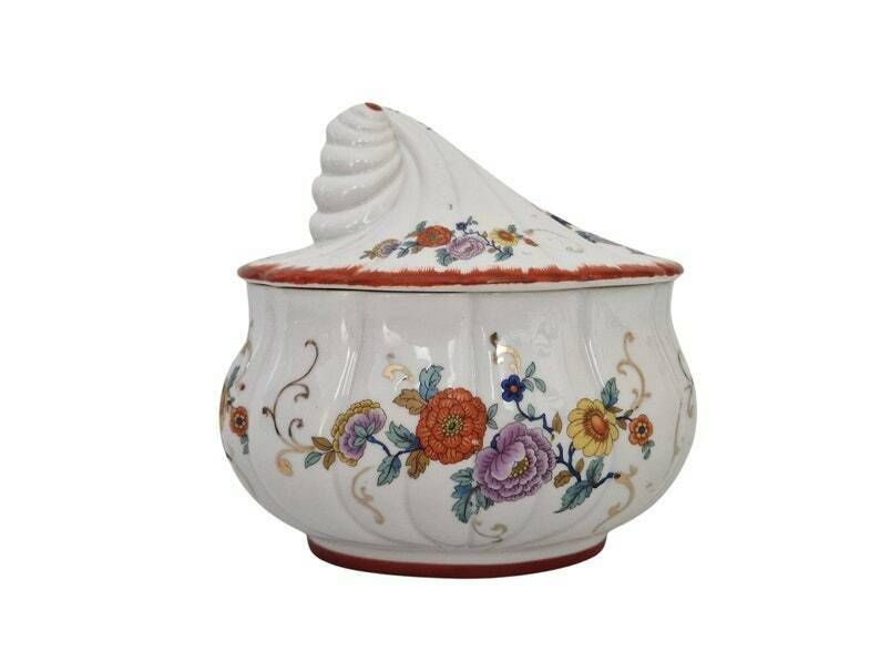 French Couleuvre Porcelain Bonbonniere By Albert Laurent Floral Candy Dish