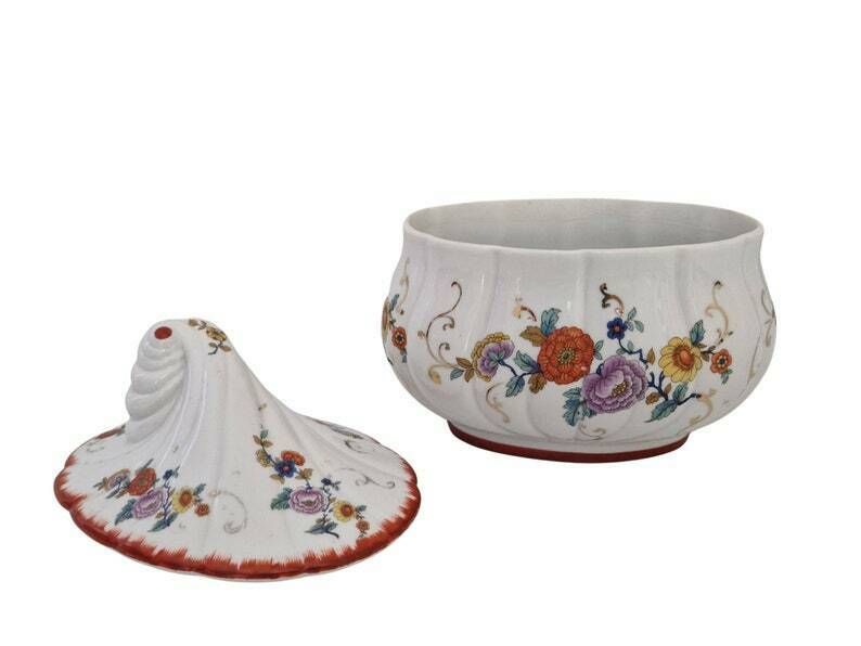 French Couleuvre Porcelain Bonbonniere By Albert Laurent Floral Candy Dish photo vinterior