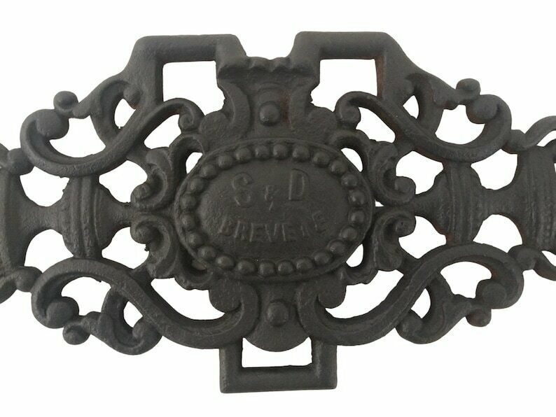 French Architectural Salvage Decor, Cast Iron Garden Gate And Garden Ornament Plaque photo for sale