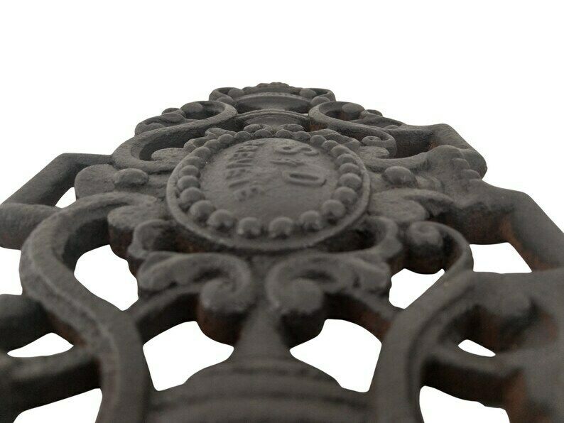 French Architectural Salvage Decor, Cast Iron Garden Gate And Garden Ornament Plaque photo vintage