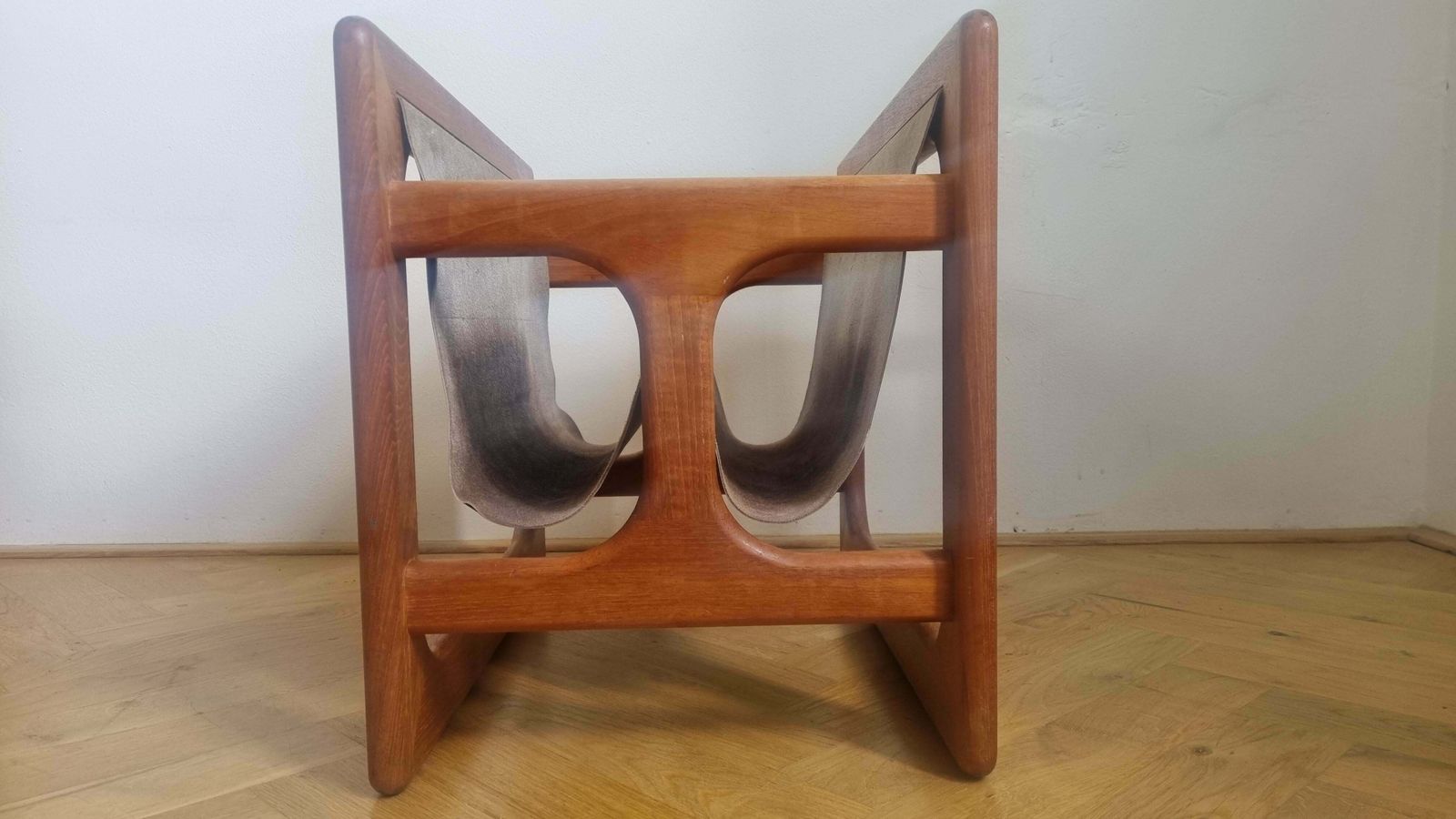 Midcentury Teak Magazine Rack, Salin Møbler, Aksel Kjersgaard, Denmark, 1970s photo vintage