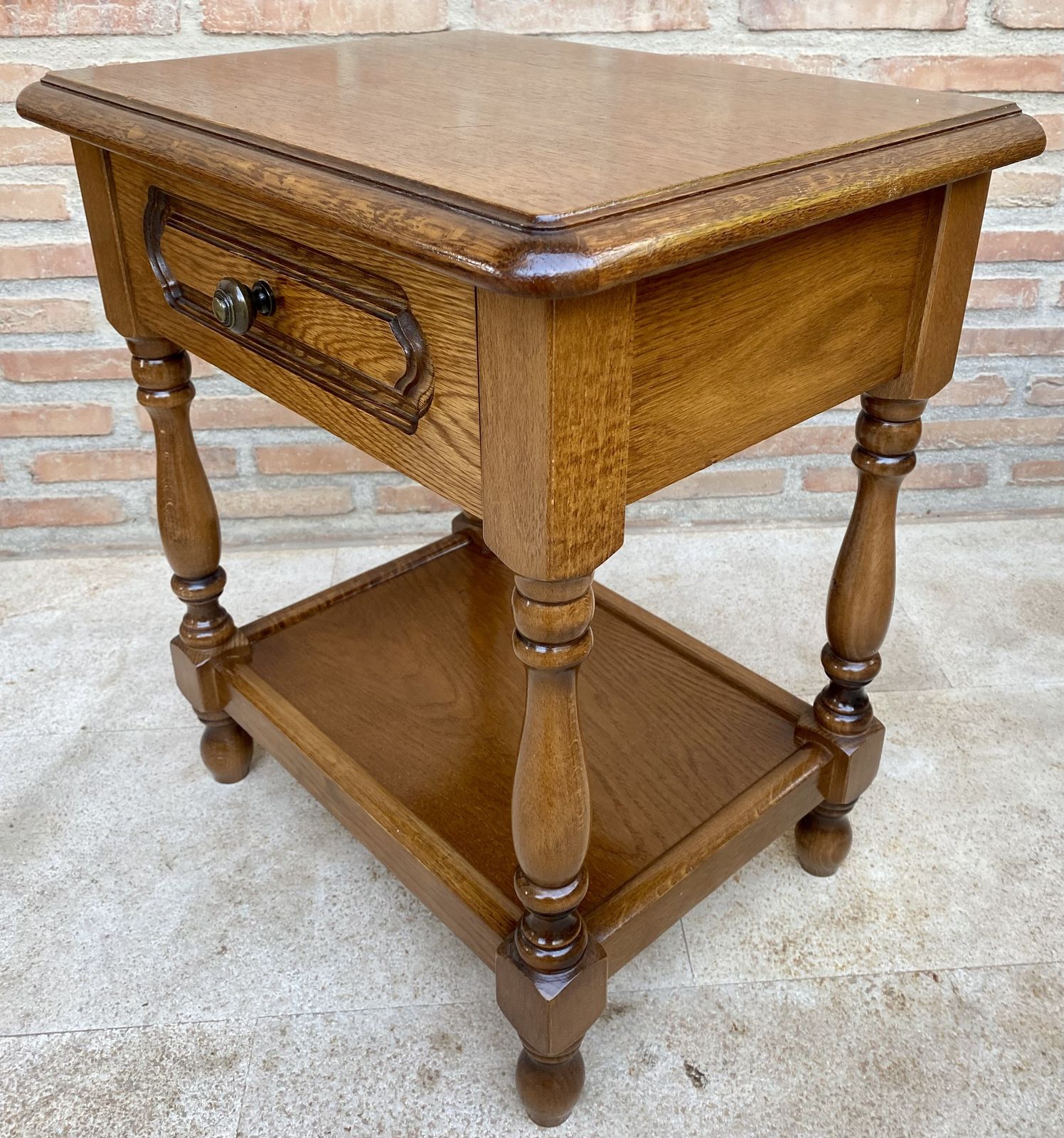 photo furniture 20th Century Pair Of Spanish Nightstands With One Drawer And Iron Hardware And One Open Shelf